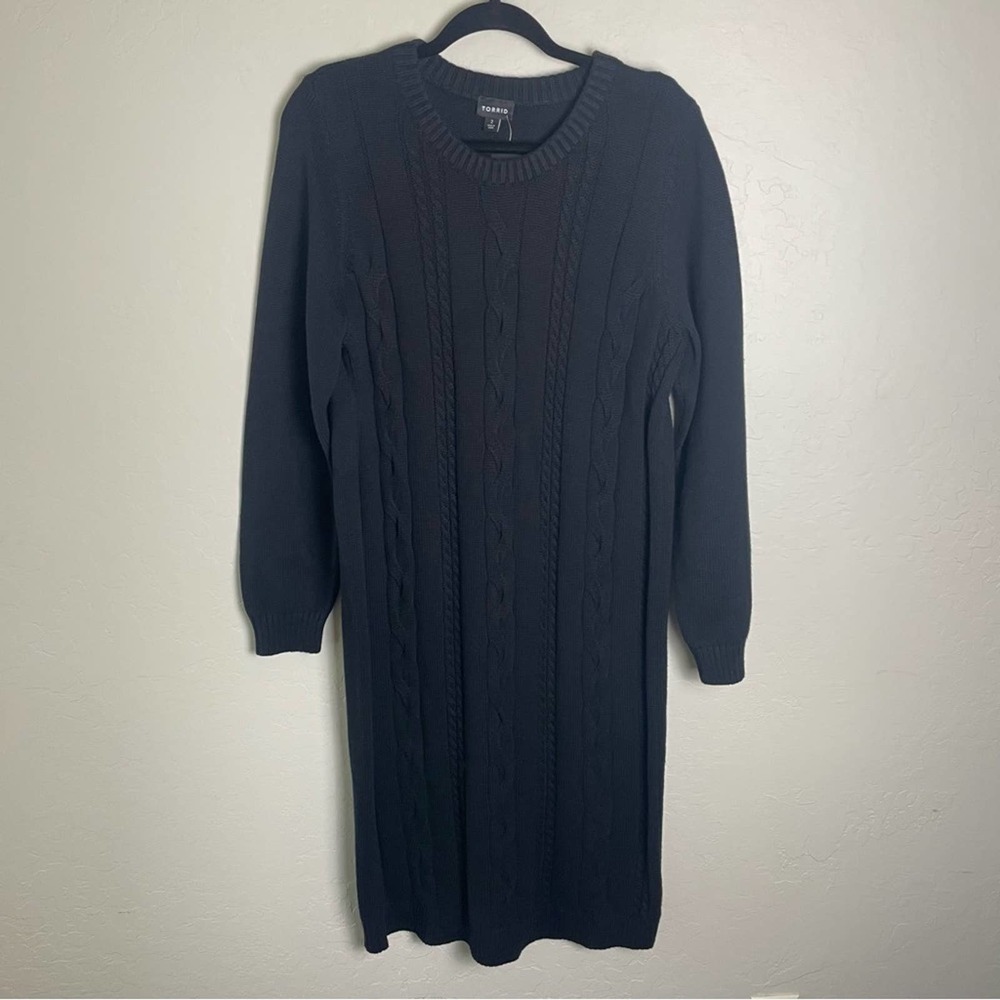 ❌SOLD Torrid Black Cable Knit Sweater Bodycon Shift Dress 2X NWT 12260163 - Picture 3 of 15